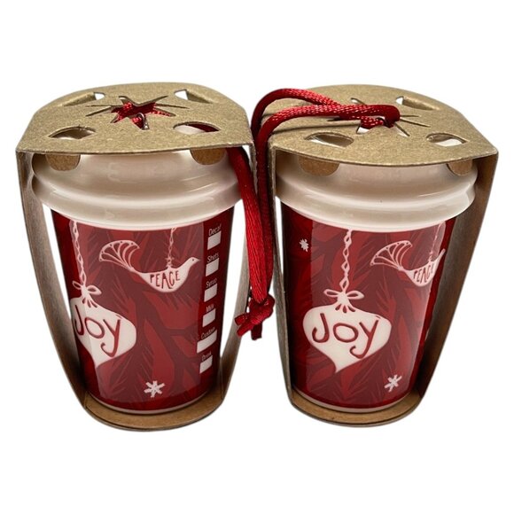 Starbucks Ornaments Lot 2 Holiday Red Joy Wish 2009 New In Box - Picture 2 of 6
